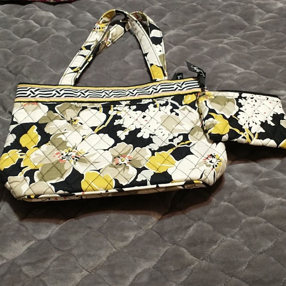 Vera Bradley purse and coin purse black and yellow